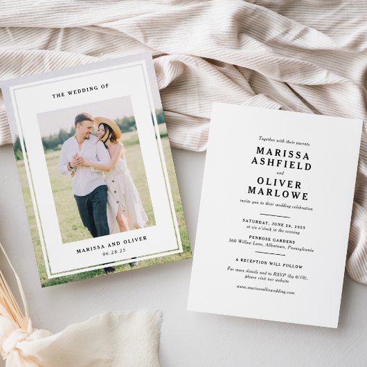 Tweezijdige ingelijste foto bruiloft website kaart