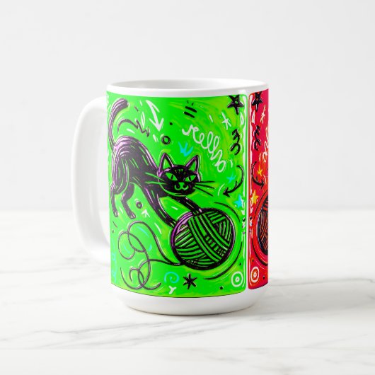 Tweezijdige Kat Koffiemok (Voorkant links)