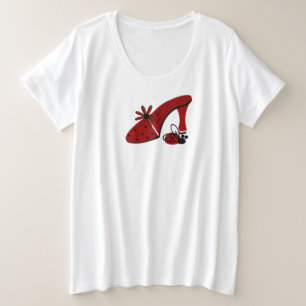 tweezijdige Ladybug Dames Plus-Maatt Grote Maat T-shirt