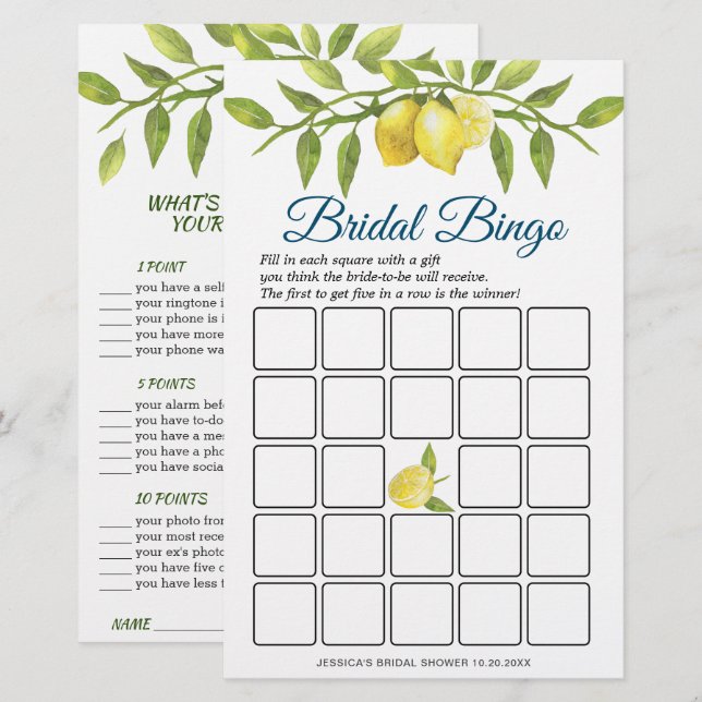 TWEEZIJDIGE Lemon & Greenery Bruiloftsfeest Spel (Voorkant / Achterkant)