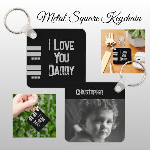 Tweezijdige liefde papa voeg naam toe zwart grijs sleutelhanger