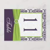 Tweezijdige Limoen en Paarse Damask Tafelnummer (Achterkant)