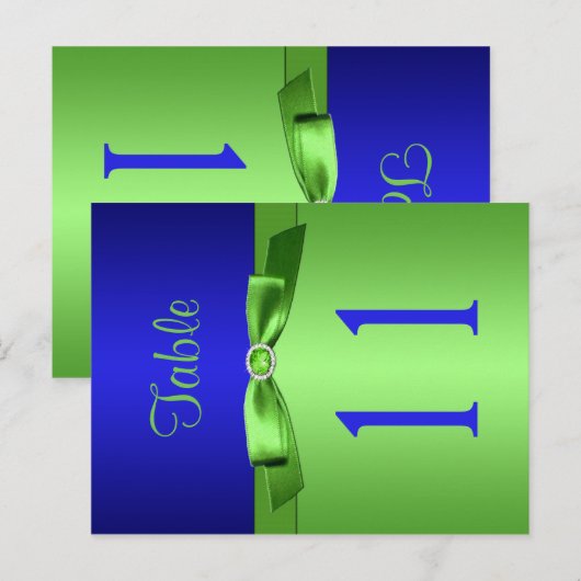 Tweezijdige Limoen en Royal Blue Tafelnummer (Voorkant / Achterkant)