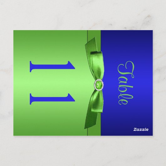 Tweezijdige Limoen en Royal Blue Tafelnummer (Achterkant)