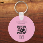 Tweezijdige Logo QR Code Blush Roze Sleutelhangers (Achterkant)