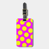 Tweezijdige magenta en gele polka stippen bagagelabel (Voorkant verticaal)