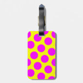 Tweezijdige magenta en gele polka stippen bagagelabel (Achterkant verticaal)