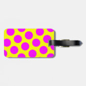 Tweezijdige magenta en gele polka stippen bagagelabel (Achterkant horizontaal)