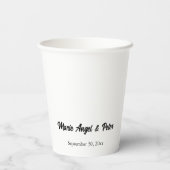Tweezijdige Minimalistische Typografie Huwelijk Papieren Bekers (Achterkant)