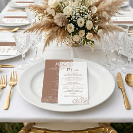 Tweezijdige Mocha Mousse Boho Bloemige Trouwbar+ Menu