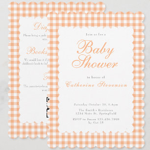 Tweezijdige oranje babyshower uitnodiging