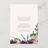 Tweezijdige pruim bloemig op Blush bruiloft detail Informatiekaartje (Achterkant)