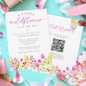 Tweezijdige QR-code voor Wildflower Baby Shower-re Kaart