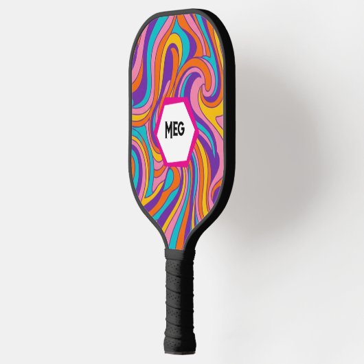 Tweezijdige Retro Swirl Aangepaste Naam Pickleball Paddle (Links)