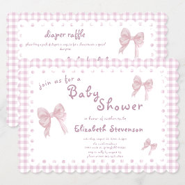 Tweezijdige Roze Gingham Baby Shower Uitnodiging