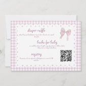 Tweezijdige Roze Gingham Baby Shower Uitnodiging (Achterkant)
