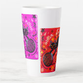 Tweezijdige Roze Kat Latte Mok (Voorkant)