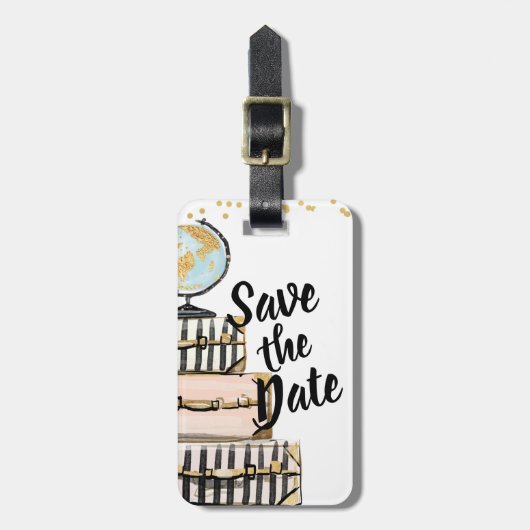 Tweezijdige Save the Date Trouw Bagage Label (Voorkant verticaal)