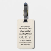 Tweezijdige Save the Date Trouw Bagage Label (Achterkant verticaal)