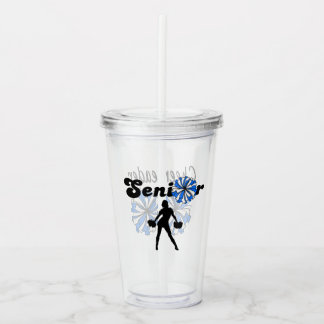 Tweezijdige Senior Cheerleader Blauw & Wit Acryl Drinkbeker