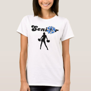 Tweezijdige Senior Cheerleader Blauw & Wit T-shirt