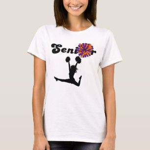 Tweezijdige Senior Cheerleader Paars & Oranje T-shirt