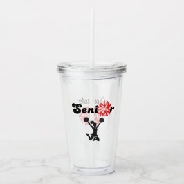 Tweezijdige Senior Cheerleader Rood & Wit Acryl Drinkbeker
