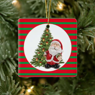 Tweezijdige Sinterklazen / Vierkant Keramisch Ornament