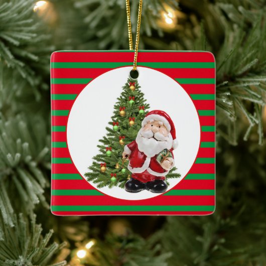 Tweezijdige Sinterklazen / Vierkant Keramisch Ornament (Boom)