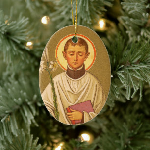 Tweezijdige St. Aloysius Gonzaga (PM 01) Keramisch Ornament