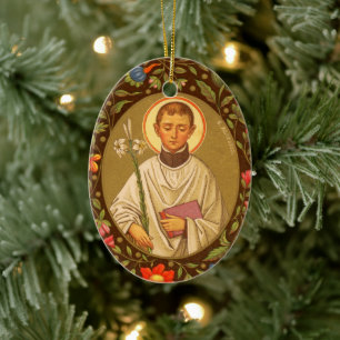 Tweezijdige St. Aloysius Gonzaga (PM 01) Keramisch Ornament