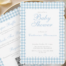Tweezijdige Stofblauwe Baby Shower Uitnodiging