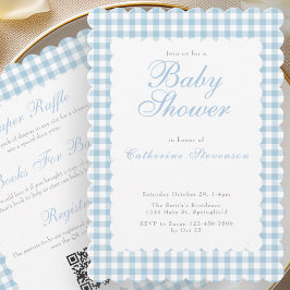 Tweezijdige Stofblauwe Baby Shower Uitnodiging