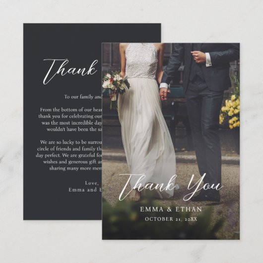 Tweezijdige trouw Trouw Dankkaart met foto Save The Date (Voorkant / Achterkant)