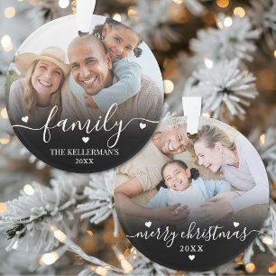 Tweezijdige Twee Foto Familie Kerst Ornament