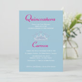 Tweezijdige uitnodiging van Quinceañera Tiara (Staand voorkant)