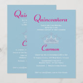 Tweezijdige uitnodiging van Quinceañera Tiara (Voorkant / Achterkant)