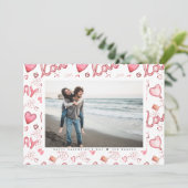 Tweezijdige Valentijnse fotokaart | Rode liefde Feestdagenkaart (Staand voorkant)