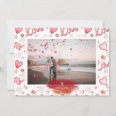 Tweezijdige Valentijnse fotokaart | Rode liefde Feestdagenkaart (Achterkant)