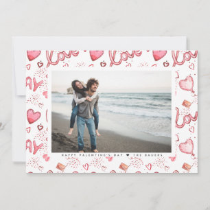 Tweezijdige Valentijnse fotokaart Rode liefde Feestdagenkaart