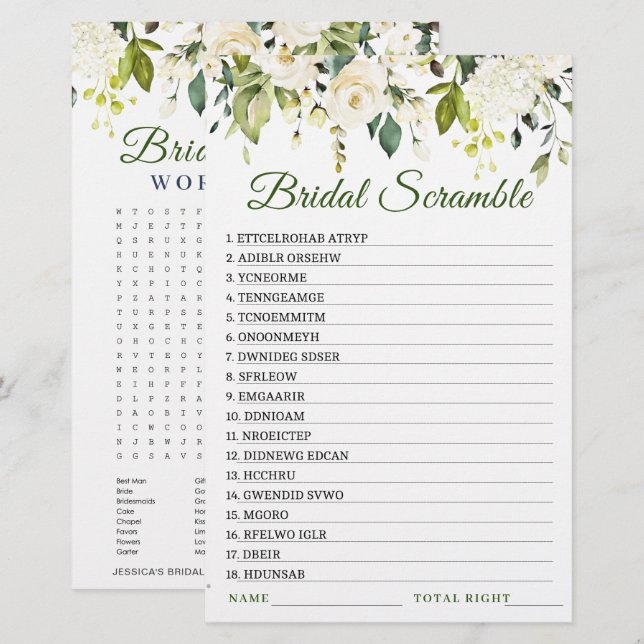 Tweezijdige Witte Rozen Bloemachtig Bruiloftsfeest (Voorkant / Achterkant)