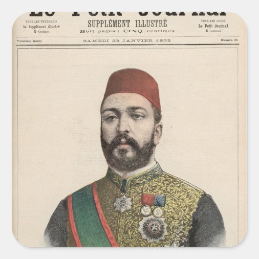Twefik Pasha Khedive of Egypt Vierkante Sticker (Voorkant)