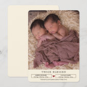 Tweice Blessed Foto Geboorteaankondiging Aankondiging (Voorkant / Achterkant)