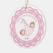 Tweins eerste kerstmeisjes keramisch ornament (Links)