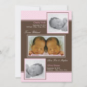 Tweins Girls Birth Announement Aankondiging (Voorkant)