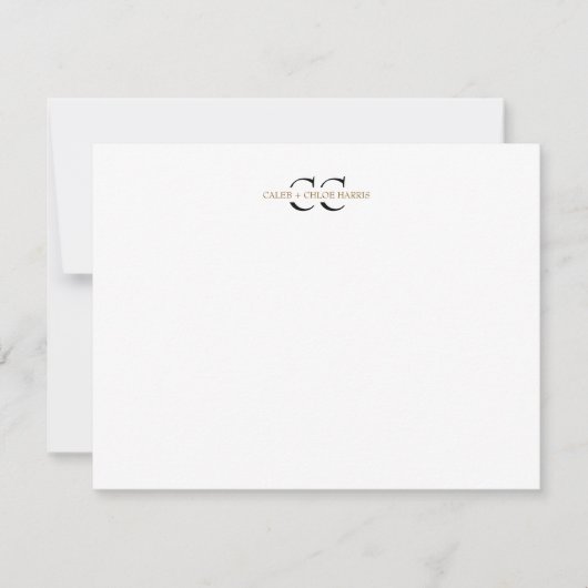 Tweletterig monogram koppel initials bruiloft brui notitiekaartje (Voorkant)