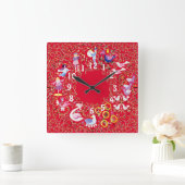 Twelve days of Christmas clock Vierkante Klok (Huis)