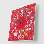 Twelve days of Christmas clock Vierkante Klok (Hoek)