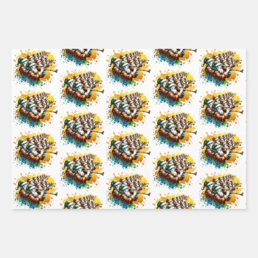 Twelve Days of Christmas Festive Gold Inpakpapier Vel (Voorkant 2)