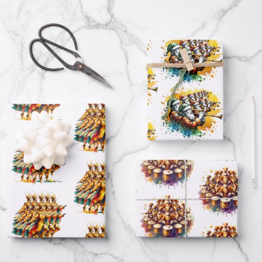 Twelve Days of Christmas Festive Gold Inpakpapier Vel (Voorkant)